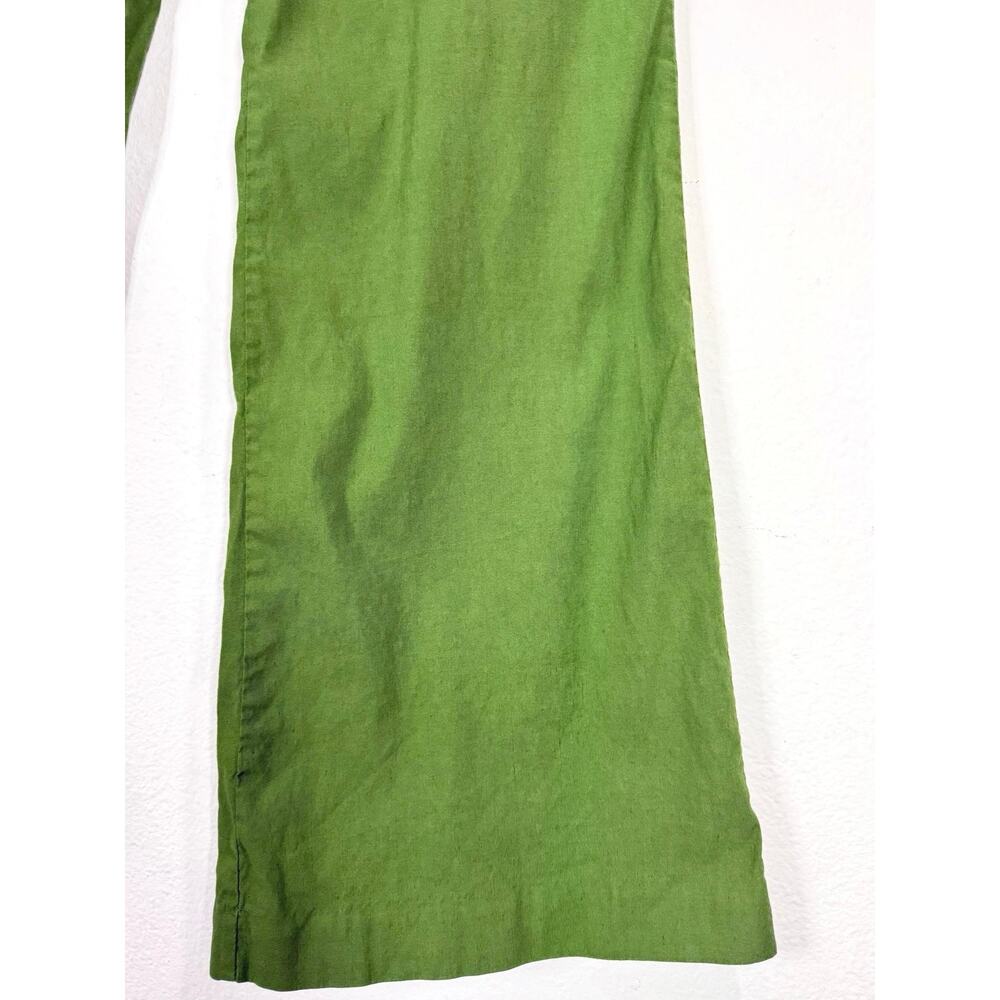 Maeve Anthropologie Naomi Wide Leg Flare Pants Green Linen Blend High Rise Sz 8 - Picture 9 of 14